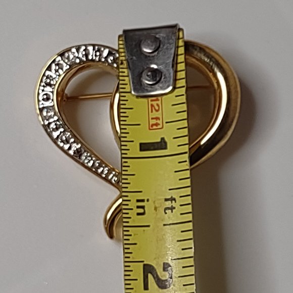 Cute Gold Tone Heart Shaped Brooch - Picture 10 of 16